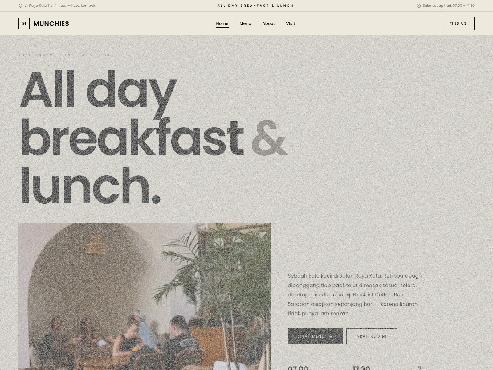 Contoh desain website Munchies — Kafe & brunch