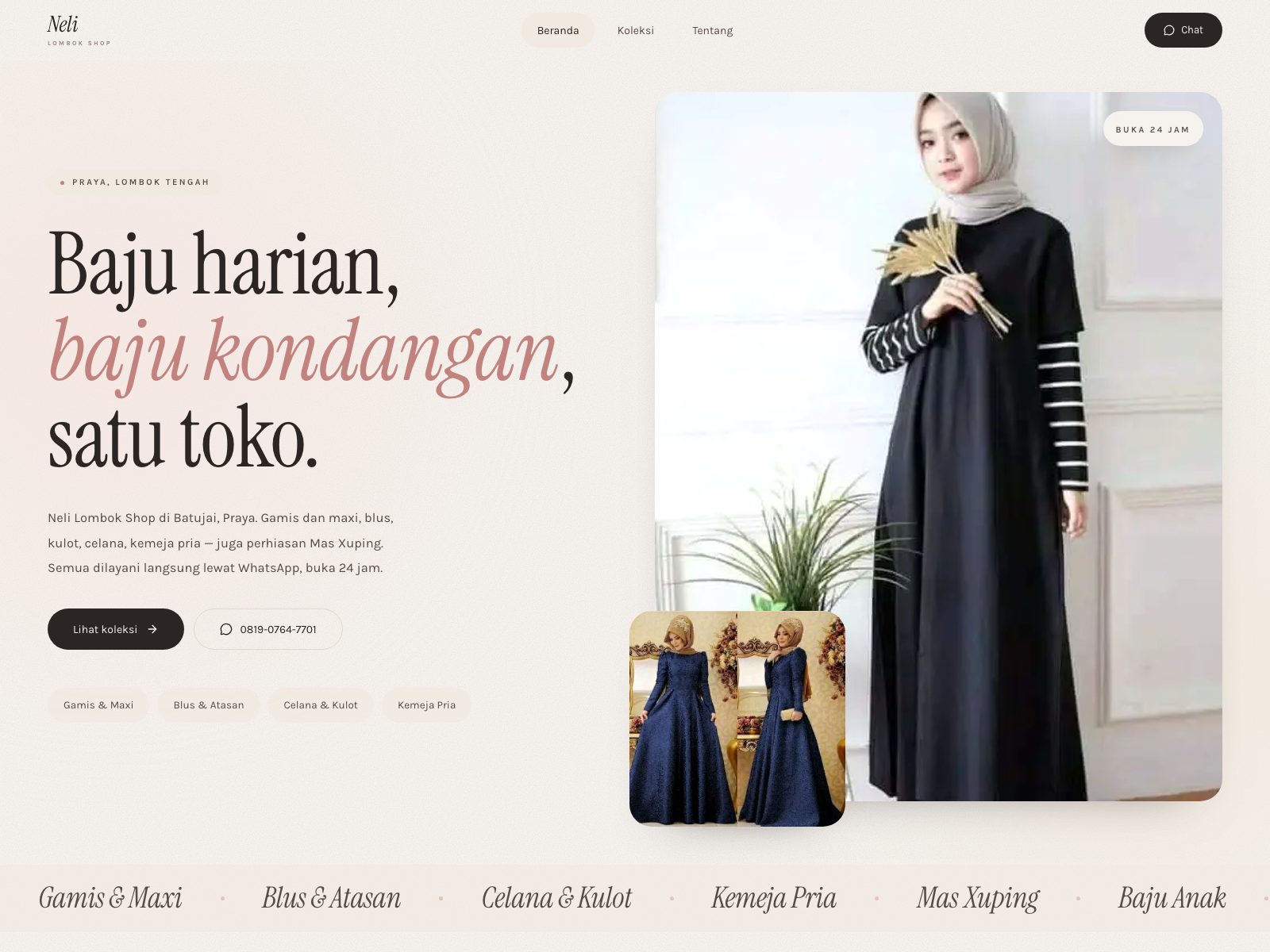 Contoh desain website Neli Lombok Shop — Fesyen