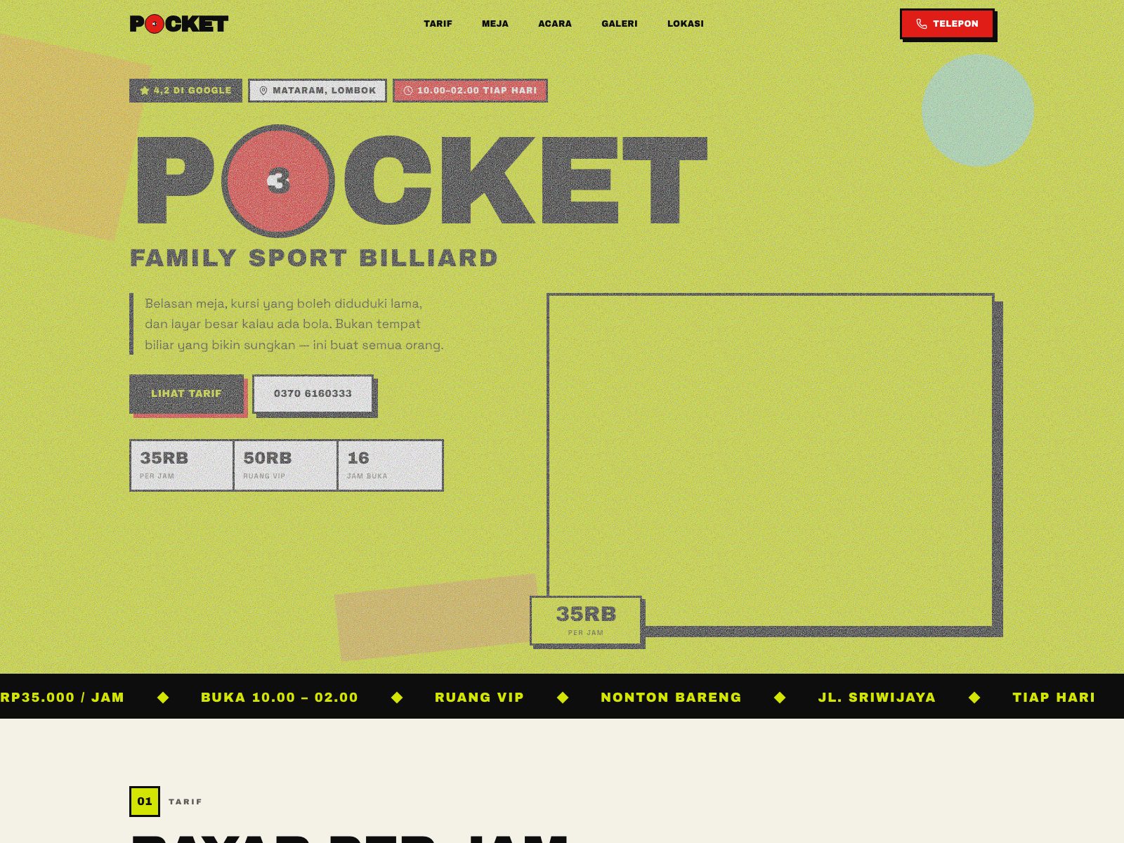 Contoh desain website Pocket Family Sport Billiard — Billiard